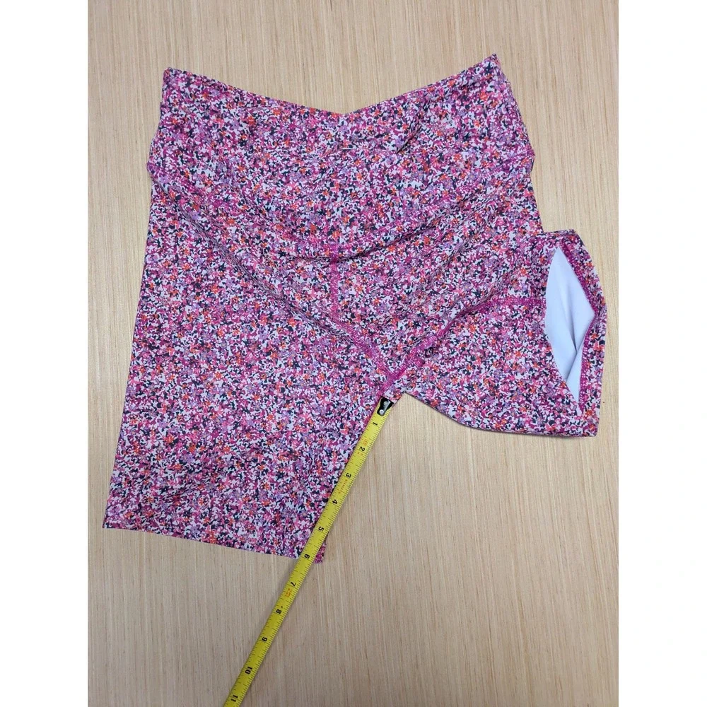 Sage Collective Womens Pink Floral V-Waist High Rise Biker Shorts Size M AG11
